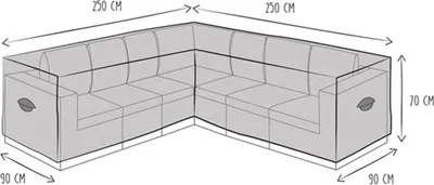 Produktbild von Perel L-förmige Loungeset Schutzhülle 250 x 250 x 90 x 70 cm, wasser- und UV-beständig, robuste