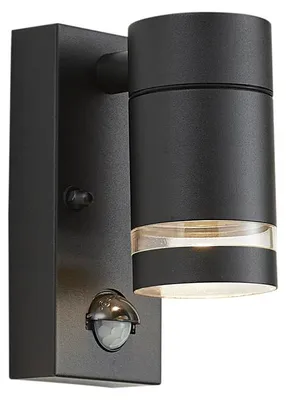 Zdjęcie produktu dla Nowoczesna lampa ścienna zewnętrzna czarna IP44 z czujnikiem ruchu - Ensam