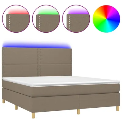 Produktbild von vidaXL Boxspringbett mit Matratze & LED Taupe 180x200 cm Stoff