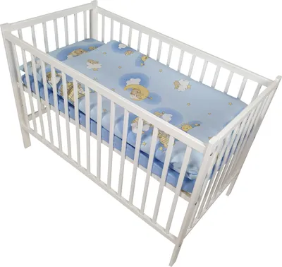 Immagine prodotto di HAPPY Set completo di 7 pezzi per culla e biancheria da letto in legno massiccio regolabile in altezza per neonati e bambini (orsetto blu su scala)