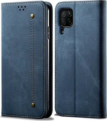 Produktbild von Huawei P40 Lite Hülle, LaimTop Denim Leder Brieftasche Magnetverschluss Flip Bookstyle Schutzhülle mit Standfunktion für Huawei P40 Lite Huawei P40 Lite Blau