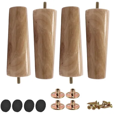 Productafbeelding van Solidchoice - Set van 4 Vervangende Houten Meubelpoten voor Diverse Meubels