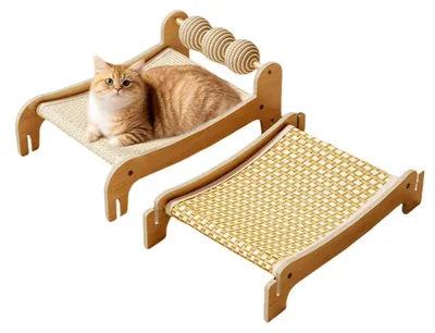 Imagen del producto de Hamaca de madera de dos niveles para gatos