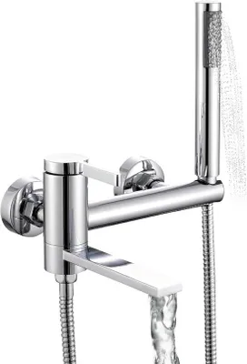 Zdjęcie produktu dla Umywalka Unyqoos® z chromowaną obudową, słuchawką prysznicową i wężem o długości 175 cm – wykonana ze stali nierdzewnej, oszczędzająca wodę, idealna do nowoczesnej łazienki