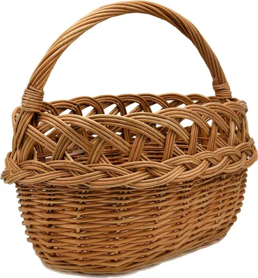 Produktbild von MyBer® Einkaufskorb Weidenkorb Korb aus Weide Picknickkorb Pilzkorb Autokorb Ausflugskorb braun mit schickem Muster 41/33/21(38) cm. K1-002-BR