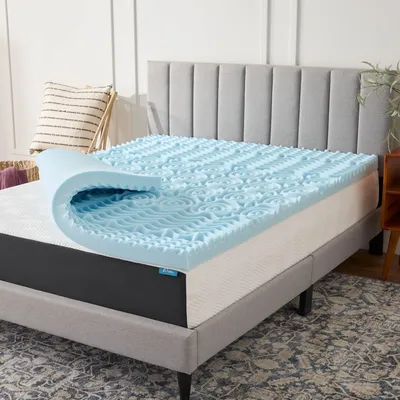 Immagine prodotto di Materasso in memory foam con gel, imbottitura in peluche, dimensioni 7,6 cm x 12,7 cm, con rilievi mirati per una sensazione di freschezza