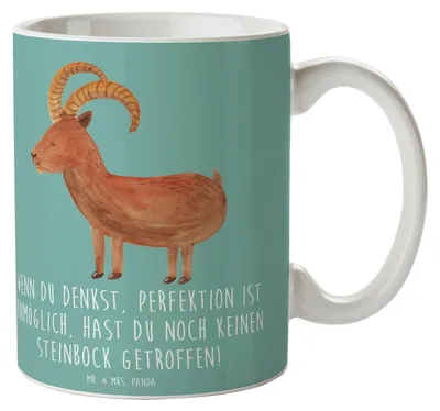 Produktbild von Mr. & Mrs. Panda Tasse Steinbock Perfektion - Meeresbrise - Geschenk, haferl, Kaffeebecher, Perfektionismus, Bedruckte, Kaffeetasse, Sternzeichen, Geschenke, Becher