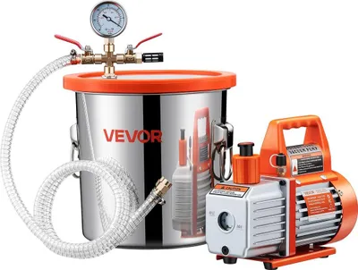 Image de Pompe à vide à un étage de 110 l/min Chambre de dégazage en acier inoxydable de 11,36 l