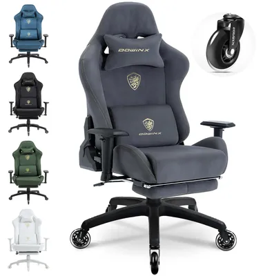 Obrázok produktu pre Ergonomická herná stolička s podnožkou, 3D opierkami rúk, nosnosťou 200 kg a tichými kolieskami – pohodlná kancelárska stolička. Farba: sivá