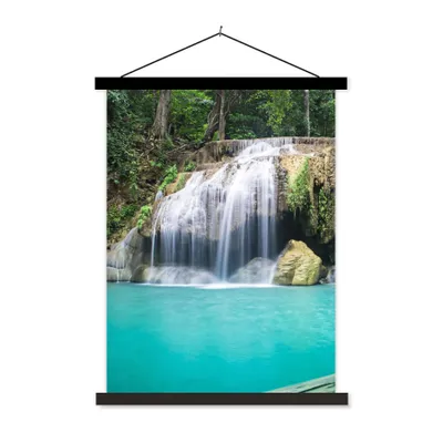 Produktbild von MuchoWow® Textilposter Wasser - Wasserfall - Bäume 40x53 cm mit schwarzem Rahmen - Abbildung