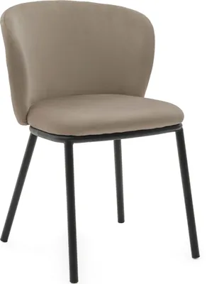 Produktbild von NEW HOME Stuhl BARI Esszimmerstuhl gepolsterter Wohnzimmerstuhl mit Steppung - dunkelbeige - moderne Samt Velour Möbel