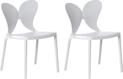 Produktbild von BELIANI Gartenstühle 2er Set Hellgrau Kunststoff Schmetterlingsform Indoor Outdoor Stapelbar Moderner Stil Esszimmerstühle Plastikstühle