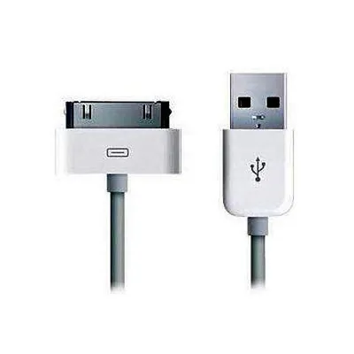 A white USB cable with a 30-pin connector on one end and a USB-A connector on the other, shown against a white background.