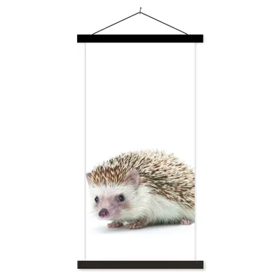 Produktbild von MuchoWow® Textilposter Igel - Tiere - Weiß 90x180 cm mit schwarzem Rahmen - Dekoration Wohnzimmer