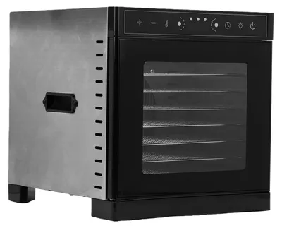 Produktbild von Lebensmitteltrockner mit Sichtfenster, 8 Edelstahl-Einschübe, integrierte Beleuchtung, einstellbarer Timer, einstellbare Temperaturregelung von 30 °C bis 90 °C