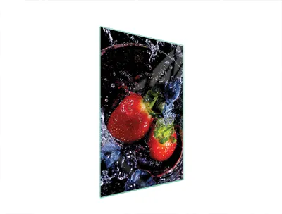 Produktbild von Herdabdeckplatte 35x52 Glaskeramikfeld Abdeckung Spritzschutz Glasplatte Deko Schneidebrett Erdbeeren Schwarz