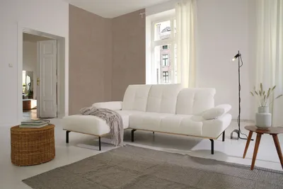 Produktbild von DOMO Collection Ecksofa 100010, Couch in L-Form mit Kopfstützen- und Armlehnenverstellung, Polstergarnitur, 242 x 170 x 87 cm (BxTxH), weiß