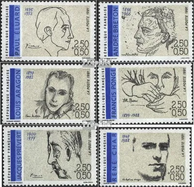 Produktbild von Briefmarken Frankreich 1991 Mi 2819C-2824C (kompl.Ausg.) postfrisch Schriftsteller