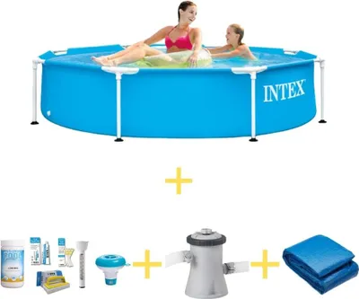 Obrázek produktu pro Bazén Intex s kovovým rámem - 244 x 51 cm - balíček WAYS pro údržbu, filtrační čerpadlo a podložka