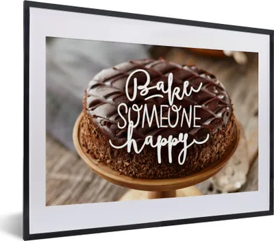 Produktbild von MuchoWow® MuchoWow® Gerahmtes Poster Zitate - 'Backe jemanden glücklich' - Sprichwörter 40x30 cm - Poster mit zchwarzem Bilderrahmen - Bilderrahmen - Poster im Rahmen