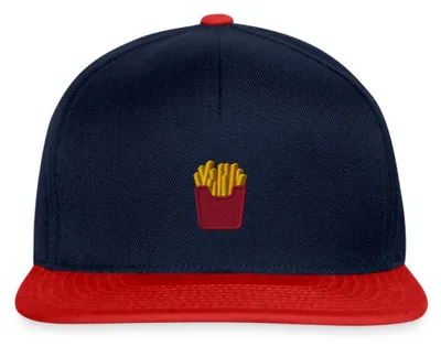 Produktbild von Spreadshirt Stickmotiv Pommes in Rotem Fizzer Beutel Snapback Cap, One size, Navy/Rot