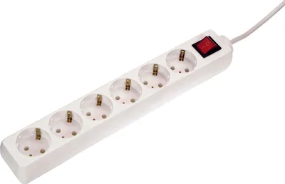 Obrázek produktu pro as-Schwabe 6cestný zásuvkový spínač 230V 16A 1,4m vícenásobná zásuvka IP20