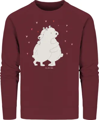 Produktbild von Mr. & Mrs. Panda Baumwoll Pullover Eisbär Umarmen Größe XXL - Burgundy - Geschenk, Bio, Sweatshirt, Lustige Sprüche, Pulli, Sweater