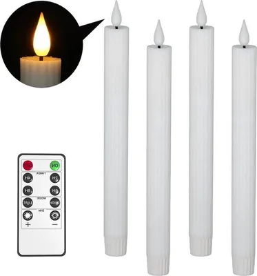 Image de Lot de 4 bougies à flamme vacillante, 24,5 cm, à piles