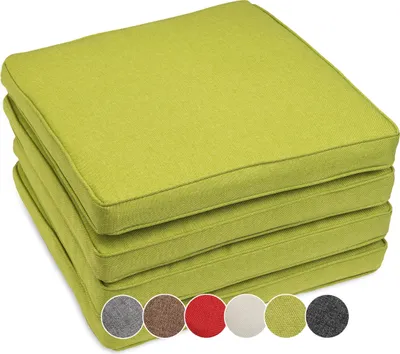 Produktbild von sunnypillow 4er Set Stuhlkissen wasserdicht UV-lichtecht 50 x 50 x 5cm | Polsterauflage Auflage für Stühle / Bänke | Sitzkissen Stuhlauflage für Haus und Garten | Indoor / Outdoor | Grün