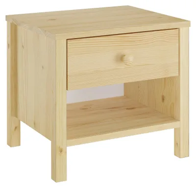 Produktbild von Nachtschrank Nachttisch mit Schublade und Ablage Kiefer massiv 90.20-K1