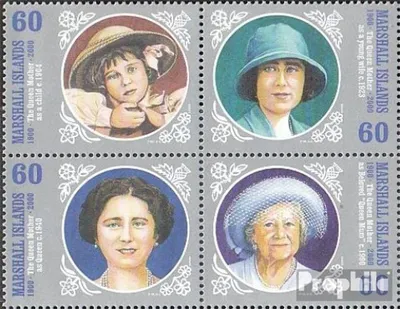 Produktbild von Briefmarken Marshall-Inseln 2000 Mi 1390-1393 Viererblock (kompl.Ausg.) gestempelt Königsmutter Elisabeth