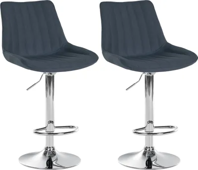 Produktbild von CLP 2er Set Barhocker Toni Stoff drehbar und stufenlos höhenverstellbar dunkelgrau Material Gestell Metall in Chromoptik