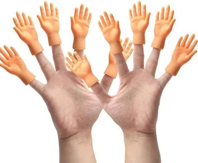 Produktbild von Mini Fingerhandsätze (links und rechts), 10 Stück, für Spielabende