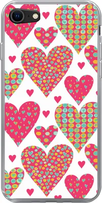 Produktbild von MuchoWow® Handyhülle Schutzhülle Hülle für Telefoonhoesje iPhone SE 2020 Mädchen - Herz - Liebe - Muster - Mädchen - Kinder - Kinder - Kind Silikon Softcase Handy Hülle - Kartenbesitzer