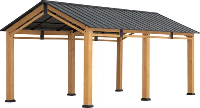 Produktbild von Sunjoy Zedernholz Carport / Pavillon 3x6 DIRAN - 336cm x 603cm, anthrazit