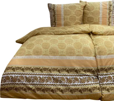 Produktbild von Partner Bettwäsche 135x200 cm + 80x80 cm beige braun Ornament Partnerbettwäsche, 4 teilig
