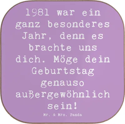 Produktbild von Mr. & Mrs. Panda Tassenuntersetzer Spruch 1981 Geburtstag Wunder - Lavendeltraum - Geschenk, Geburtstagsgeschenk, gläseruntersetzer, Tischuntersetzer, Coaster, Alter