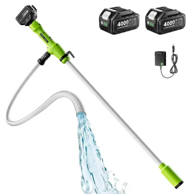 Imagen del producto de Bomba de transferencia, caudal de 720 galones por hora, diseño inalámbrico, con 2 baterías de 4.0Ah, enchufe de 100V-240V para la Unión Europea