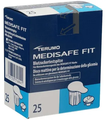 Obrázek produktu pro TERUMO Medisafe Fit testovací špičky na glukózu v krvi, 25 testovacích proužků
