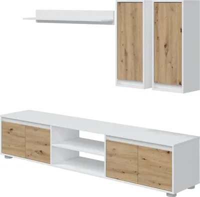Immagine prodotto di Dmora Parete Attrezzata Astulo 40x200x114h cm Bianco, 8 Vani 6 Ante