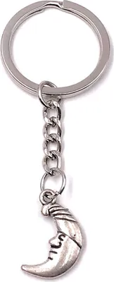 Produktbild von Onwomania Schlüsselanhänger Mond mit Mütze Metall Anhänger Charm