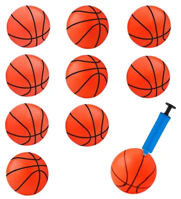 Obrázok produktu pre 10 malých nafukovacích basketbalov (10 cm) s pumpou
