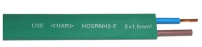 Productafbeelding van Groen platte kabel H05RNH2-F 2x1,5 (voor lichtketting) /op rol/