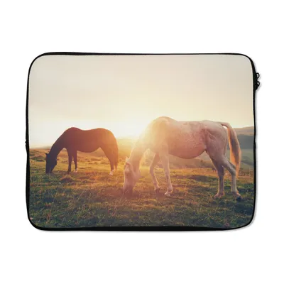 Produktbild von MuchoWow® Laptop Hülle 15 Zoll Pferde - Sonne - Tiere Laptoptasche - Laptoptasche - Sleeve - Rundum-Schutz