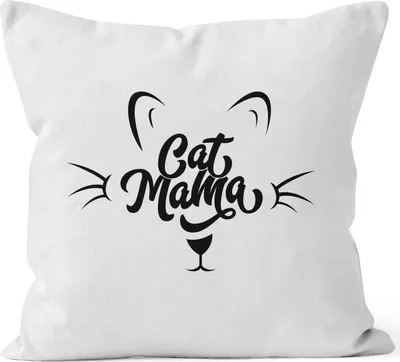 Produktbild von Kissenbezug Katze Cat Mama Kissen-Hülle Deko-Kissen 40x40 Baumwolle MoonWorks® weiß unisize