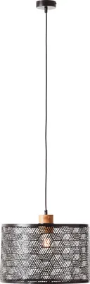 Produktbild von BRILLIANT schwarze Pendelleuchte SANTY | Pendellampe mit Lichteffekten durch den Schirm | 1x E27 Fassung max. 52W | Metall/Bambus