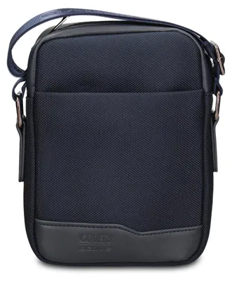 Immagine prodotto di Borsa a tracolla da uomo in ecopelle, color marrone scuro, con zip, dimensioni 14x20 cm
