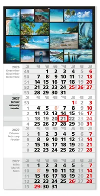 Produktbild von Timr 4-Monatskalender 2027 - 65,5cm I Kalender Collage Karibik Meer I tr496