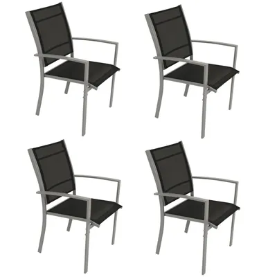 Produktbild von DEGAMO Gartensessel Stapelsessel PINO, Metall + Textilgewebe schwarz, 4 Stück