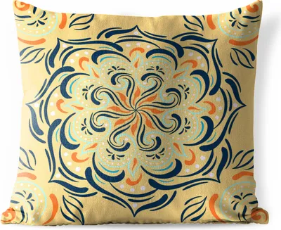 Produktbild von MuchoWow® Outdoor Kissen - Blume - Blätter - Gelb - Muster - 60x60 cm - Wetterfest - Lounge Kissen - Dekoration - Schlaf Kissen